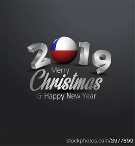 Chile Flag 2019 Merry Christmas Typography. New Year Abstract Celebration background