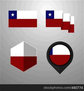 Chile flag design set vector