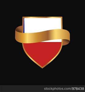 Chile flag Golden badge design vector