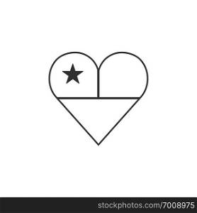 Chile flag icon in a heart shape in black outline flat design. Independence day or National day holiday concept.