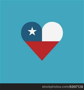 Chile flag icon in a heart shape in flat design. Independence day or National day holiday concept.