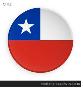 Chile flag icon in modern neomorphism style. Button for mobile application or web. Vector on white background