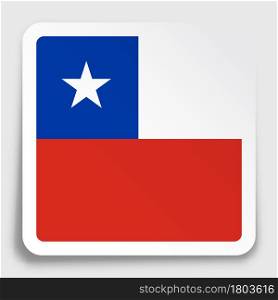 Chile flag icon on paper square sticker with shadow. Button for mobile application or web. Vector