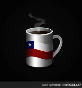 Chile Flag Printed on Hot Coffee Cup. Vector EPS10 Abstract Template background