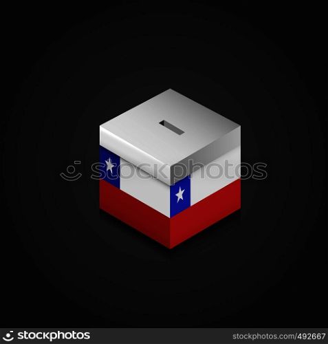 Chile Flag Printed on Vote Box. Vector EPS10 Abstract Template background