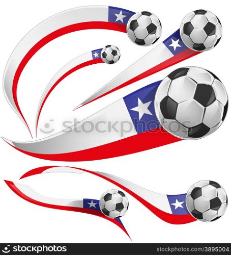 chile flag set whit soccer ball