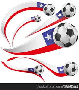 chile flag set whit soccer ball