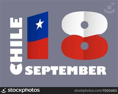 Chile Independence Day celebrated in September 18. Freedom day is famous national event. Chile flag with patriotic text. Flat vector for poster, banner, invitation. Chile Independence Day celebrated in September 18. Freedom day is famous national event.