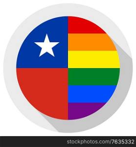 chilean LGBT flag, round shape icon on white background