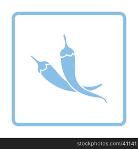 Chili pepper icon. Blue frame design. Vector illustration.