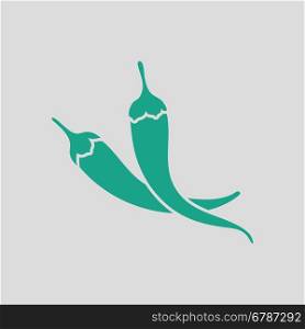 Chili pepper icon. Gray background with green. Vector illustration.