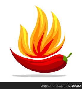 Chili pepper in fire vintage emblem. Retro traditional mexican spicy hot chili pepper food restaurant graphics. Vector illustration.