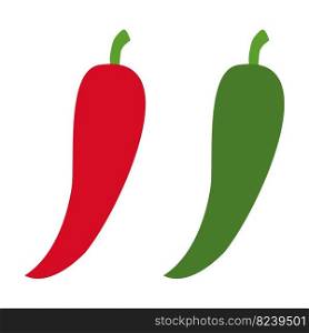 Chili pepper, vector. Red and green chili peppers. Can be used as an icon, logo.