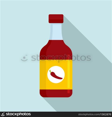 Chili sauce bottle icon. Flat illustration of chili sauce bottle vector icon for web design. Chili sauce bottle icon, flat style