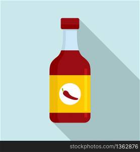 Chili sauce bottle icon. Flat illustration of chili sauce bottle vector icon for web design. Chili sauce bottle icon, flat style
