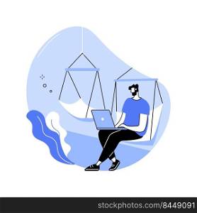 Chill zone isolated cartoon vector illustrations. Man with laptop sitting on a hammock in respite room, chill zone in smart office, recreation area, modern workplace vector cartoon.. Chill zone isolated cartoon vector illustrations.