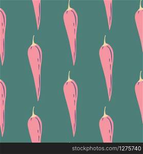 Chilli seamless pattern in doodle style. Hot chile peppers wallpaper. Creative vegetarian healthy food texture. Design for fabric, textile print, wrapping paper, kitchen textiles. Vector illustration. Chilli seamless pattern in doodle style. Hot chile peppers wallpaper. Creative vegetarian healthy food texture.