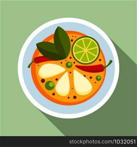 Chilli thai food soup icon. Flat illustration of chilli thai food soup vector icon for web design. Chilli thai food soup icon, flat style