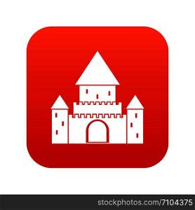 Chillon Castle, Switzerland icon digital red for any design isolated on white vector illustration. Chillon Castle, Switzerland icon digital red