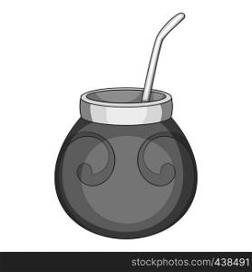 Chimarrao for mate or terere icon in monochrome style isolated on white background vector illustration. Chimarrao for mate or terere icon monochrome