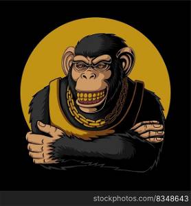 Chimpanzee smiling expression vector illustration