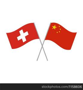 China and Switzerland flags vector isolated on white background