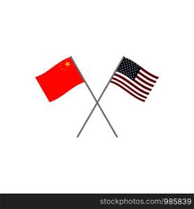 China and Usa flags. Flag icons set. China and Usa flags