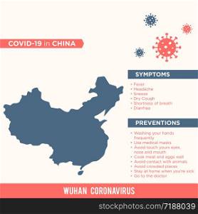 China - Asia Country Map. Covid-29, Corona Virus Map Infographic Vector Template EPS 10.