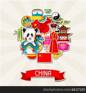 China background design. Chinese sticker symbols and objects. China background design. Chinese sticker symbols and objects.