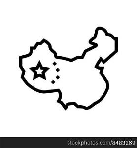 china country map flag line icon vector. china country map flag sign. isolated contour symbol black illustration. china country map flag line icon vector illustration
