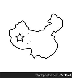 china country map flag line icon vector. china country map flag sign. isolated contour symbol black illustration. china country map flag line icon vector illustration