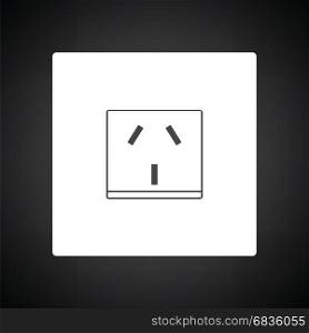 China electrical socket icon. Black background with white. Vector illustration.