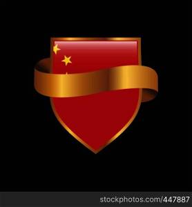 China flag Golden badge design vector