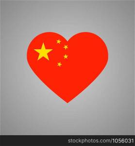 China flag heart sign icon. Vector eps10 illustration