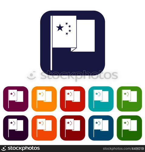 China flag icons set vector illustration in flat style In colors red, blue, green and other. China flag icons set flat
