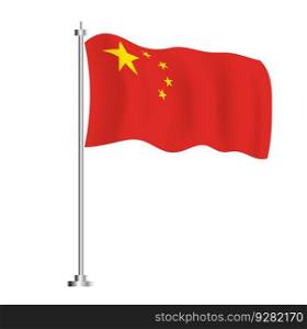 China Flag. Isolated Wave Flag of China Country. Vector Illustration. 