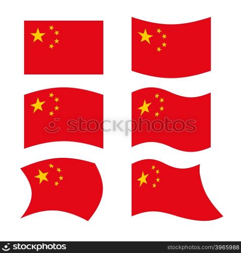 China Flag. Set national flag of Chinese state. Red flag and golden stars&#xA;