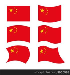 China Flag. Set national flag of Chinese state. Red flag and golden stars&#xA;
