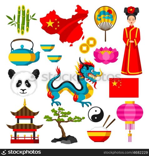China icons set. Chinese symbols and objects. China icons set. Chinese symbols and objects.