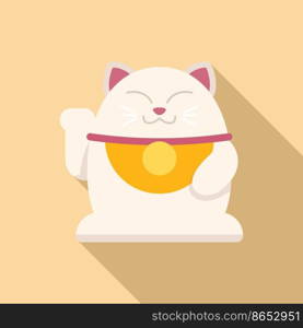 China lucky cat icon flat vector. Japan neko. Chinese animal. China lucky cat icon flat vector. Japan neko