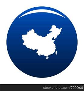 China map icon vector blue circle isolated on white background . China map icon blue vector