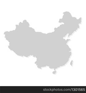 China map isolated on white background. Map with shadow. Vector illustration for any design.