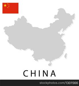 China map isolated on white background. Map with shadow. Vector illustration for any design.