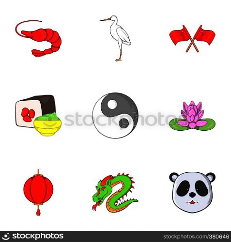 China Republic icons set. Cartoon illustration of 9 China Republic vector icons for web. China Republic icons set, cartoon style
