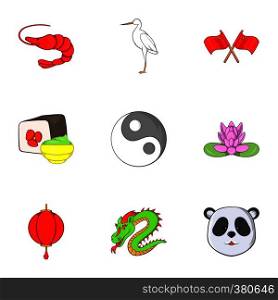 China Republic icons set. Cartoon illustration of 9 China Republic vector icons for web. China Republic icons set, cartoon style