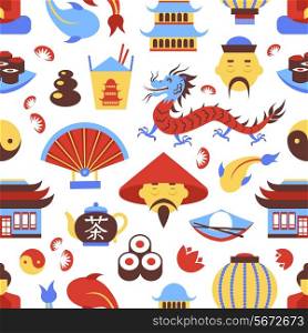 China travel chinese traditional culture symbols seamless pattern vector illustration