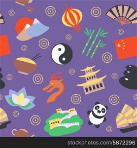 China travel traditional culture symbols seamless pattern vector illustration