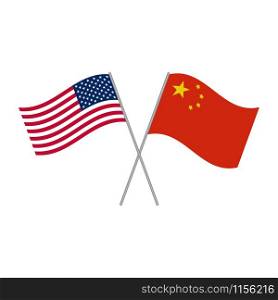 Chinese and American flags vector isolated on white background. Chinese and American flags vector isolated on white