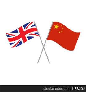 Chinese and British flags vector isolated on white background. Chinese and British flags vector isolated on white