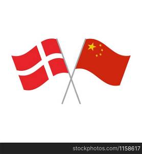 Chinese and Danish flags vector isolated on white background